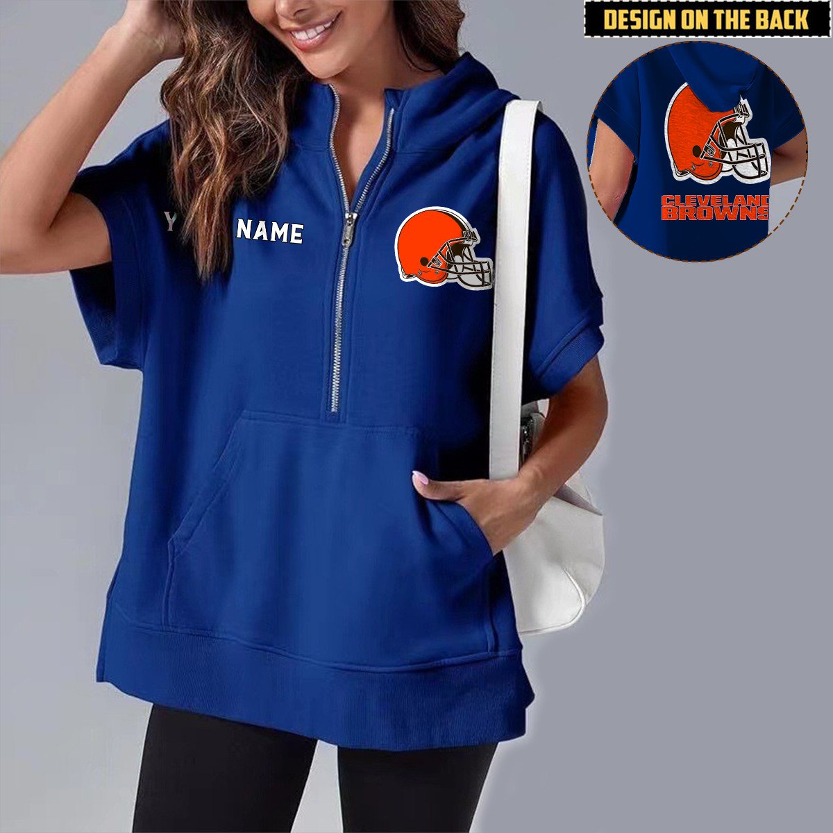 CLE x NFL Short Sleeve Zip Hoodie DATND TANTD