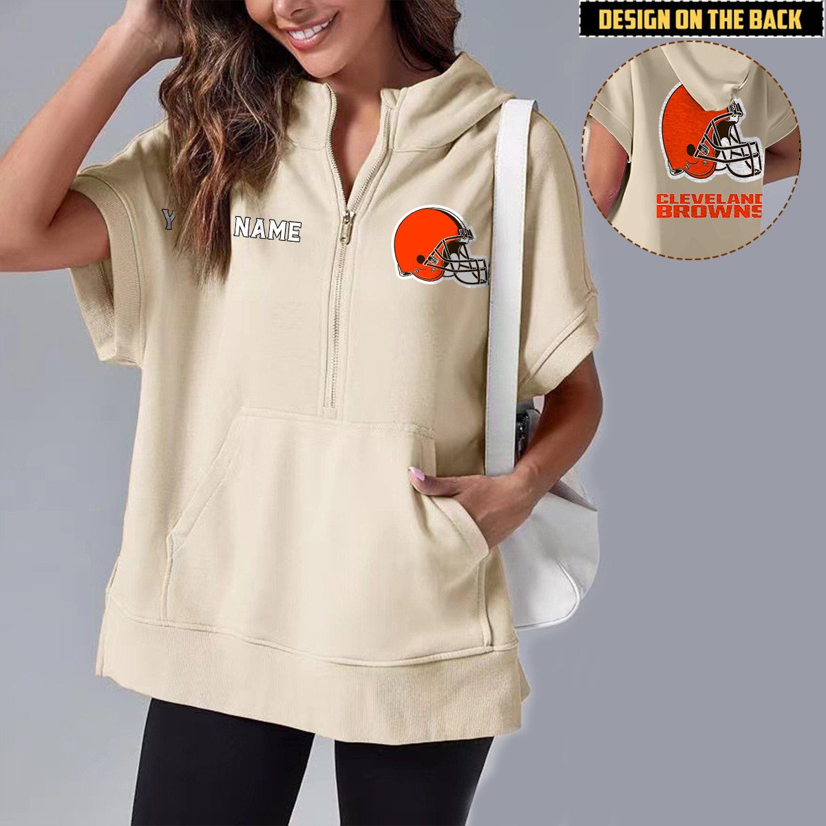 CLE x NFL Short Sleeve Zip Hoodie DATND TANTD