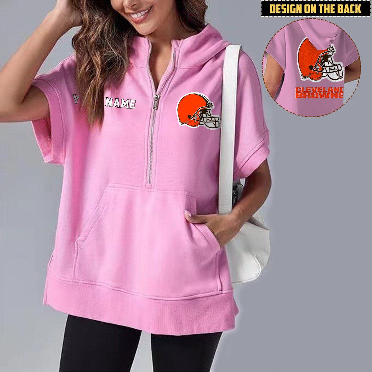 CLE x NFL Short Sleeve Zip Hoodie DATND TANTD