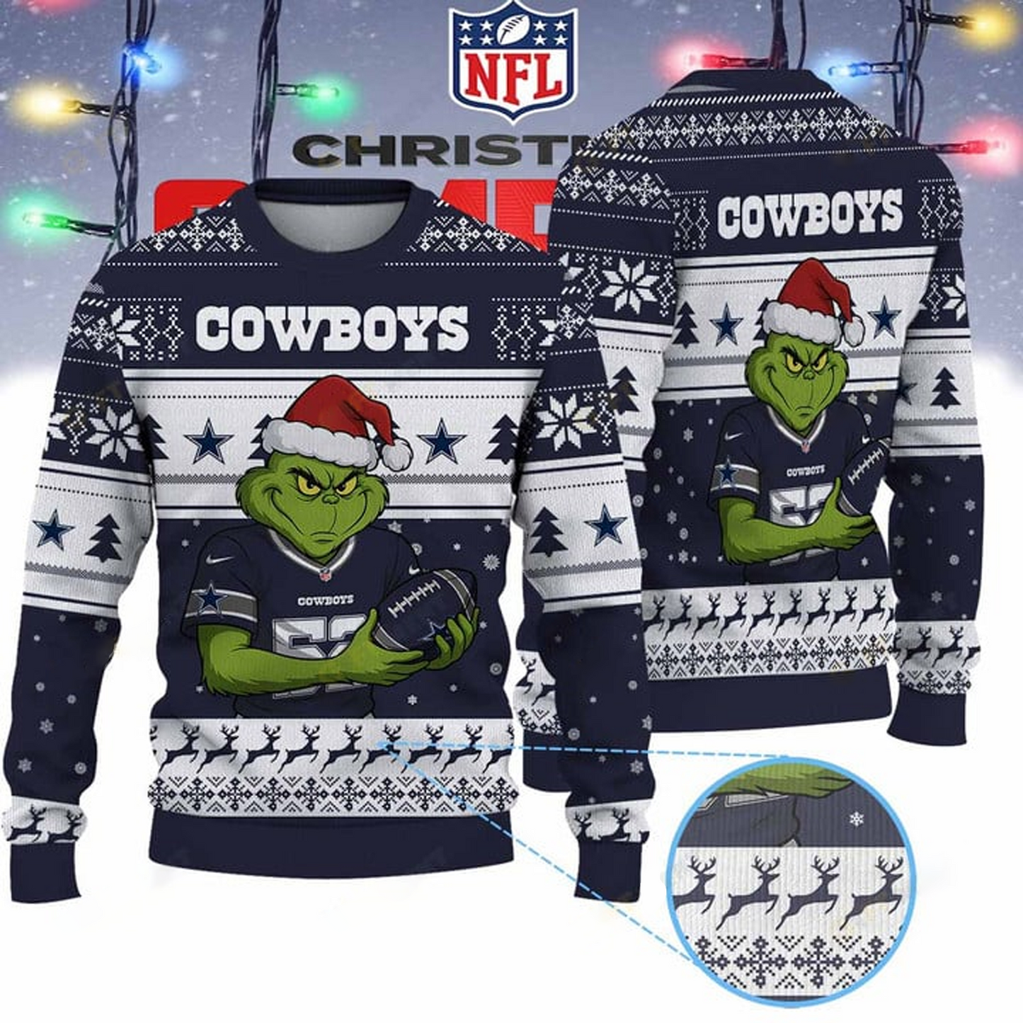 DAL X NFL Grinch Jersey Premium Ugly Sweater Xmas DATND THUONGNH