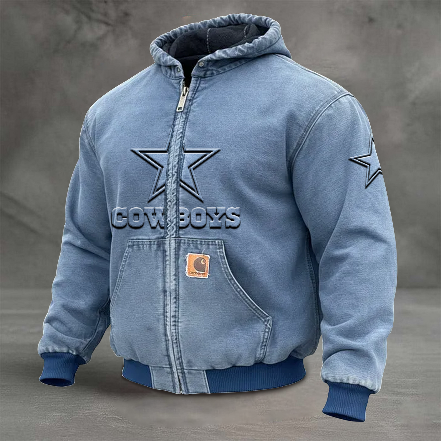 DAL x NFL Retro Hooded Sweatshirt Jacket Casual Workwear Denim Jacket DATND TANTD