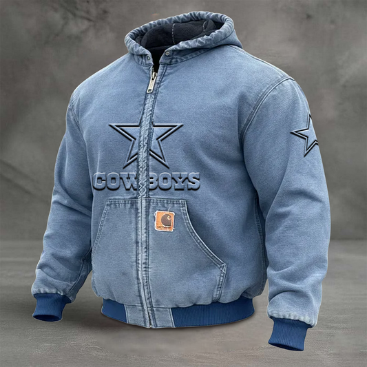 DAL x NFL Retro Hooded Sweatshirt Jacket Casual Workwear Denim Jacket DATND TANTD