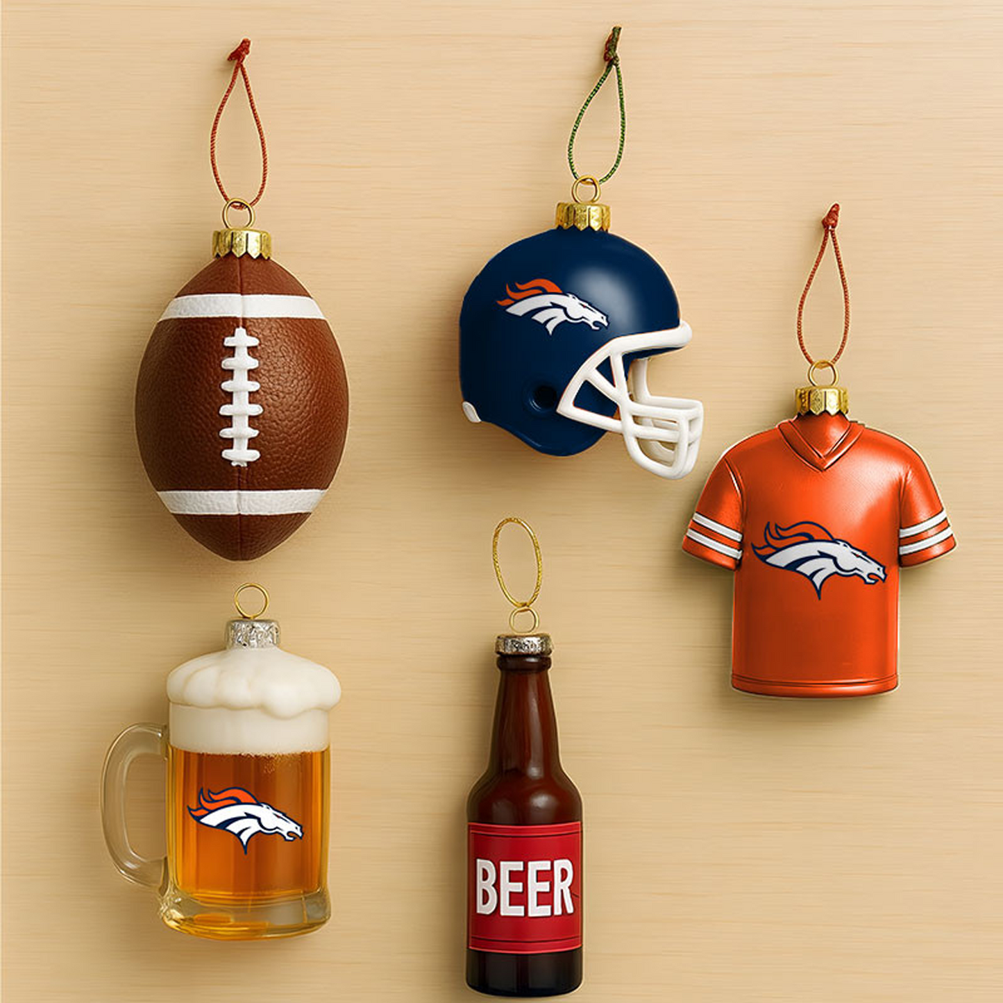 DEN x NFL Football Combo Set 5 Acrylic Ornament For Home Decor DatND DVT