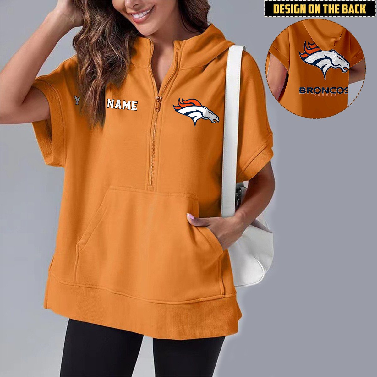 DEN x NFL Short Sleeve Zip Hoodie DATND TANTD