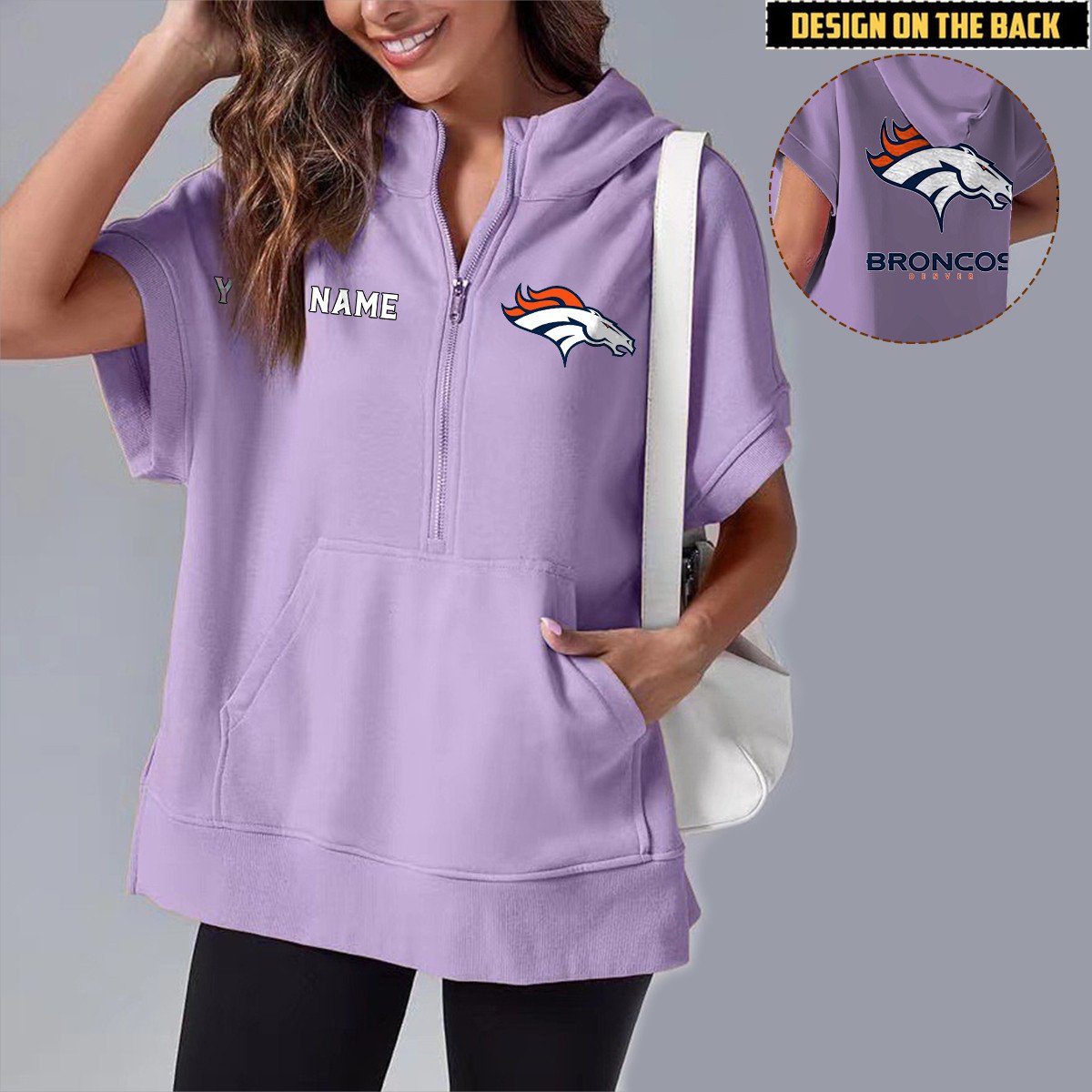 DEN x NFL Short Sleeve Zip Hoodie DATND TANTD