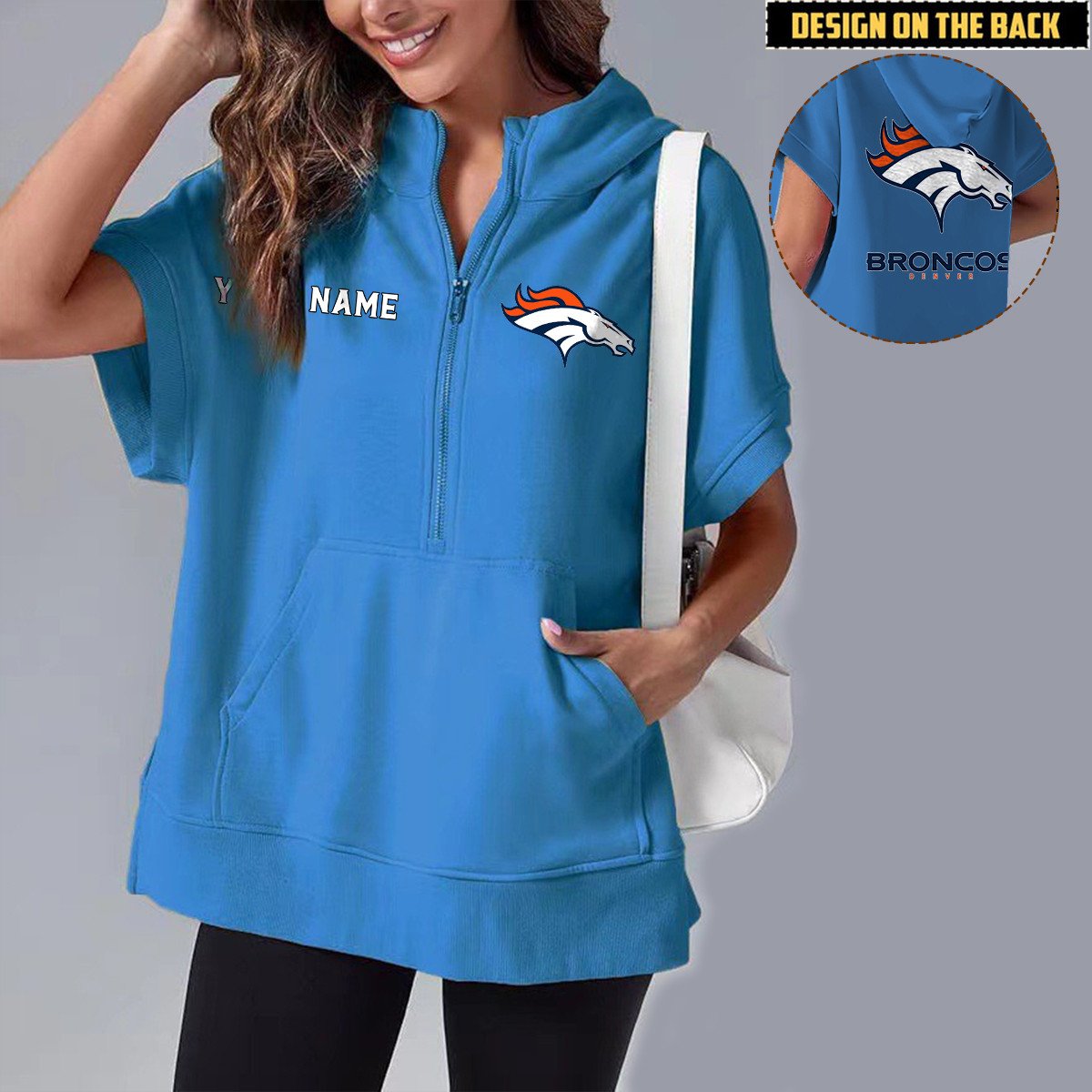 DEN x NFL Short Sleeve Zip Hoodie DATND TANTD