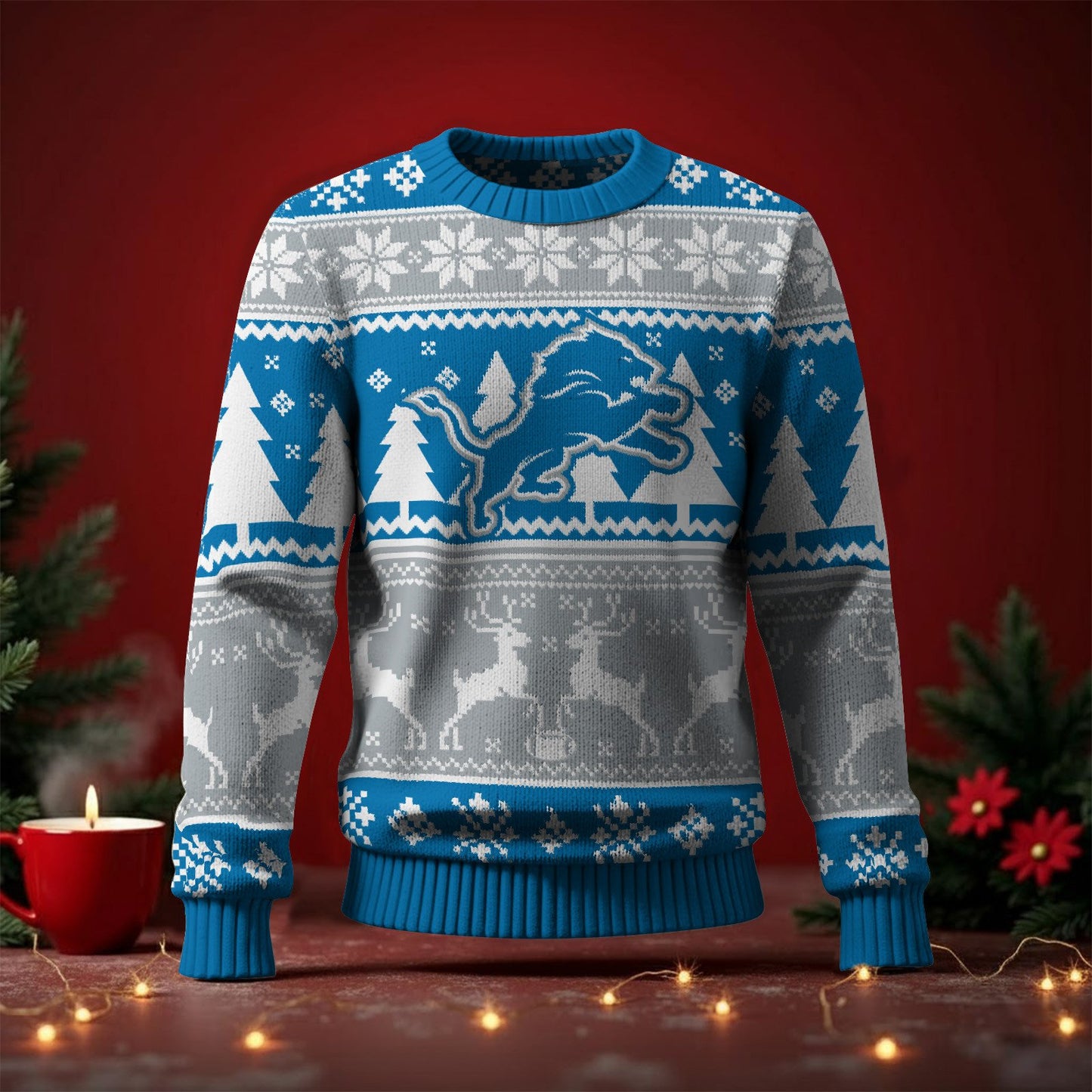 DET x NFL Premium Ugly Christmas Sweater DatND DVT