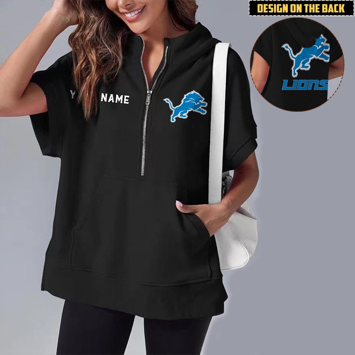 DET x NFL Short Sleeve Zip Hoodie DATND TANTD