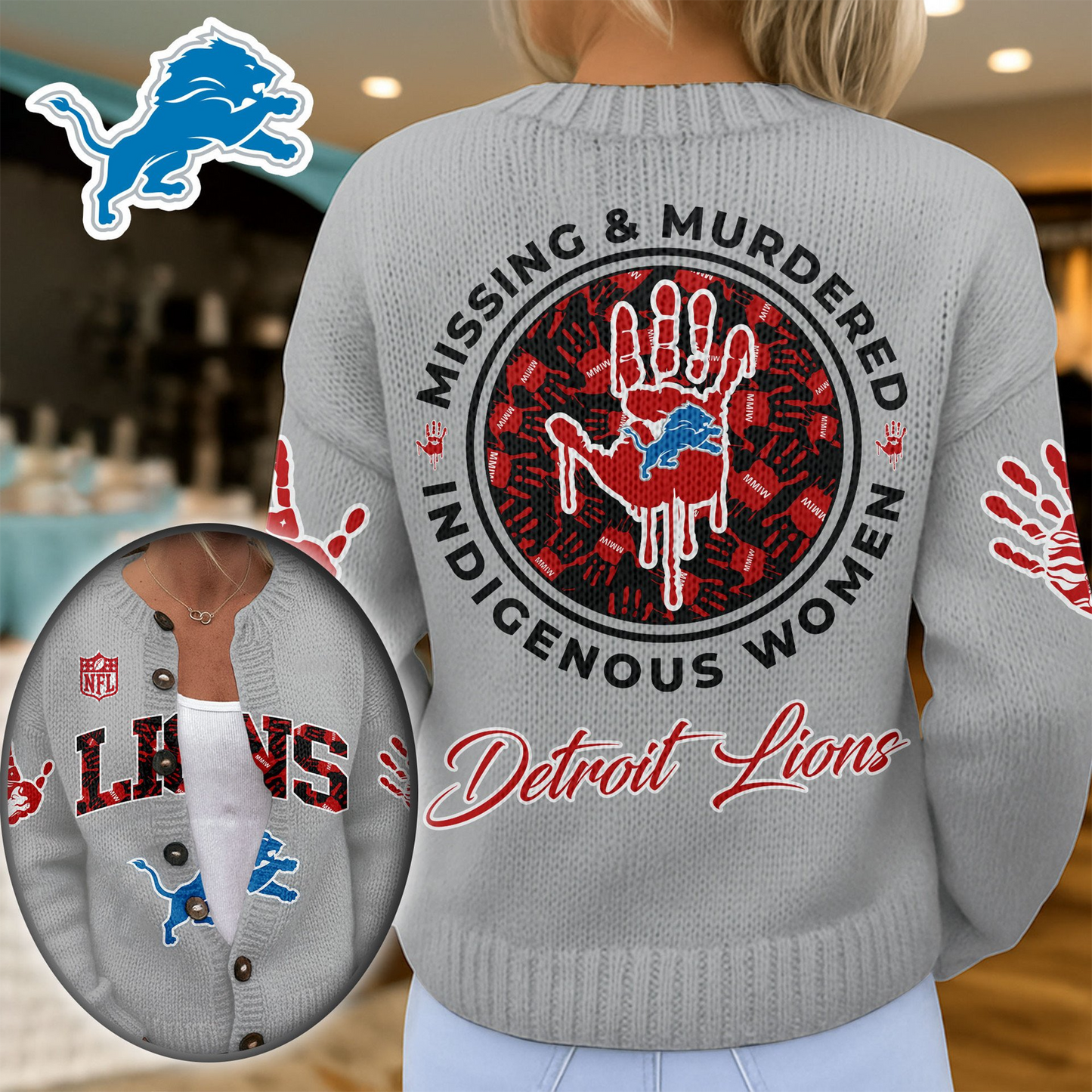 DL Premium NFL Cozy Knit Cardigan DDT NTL