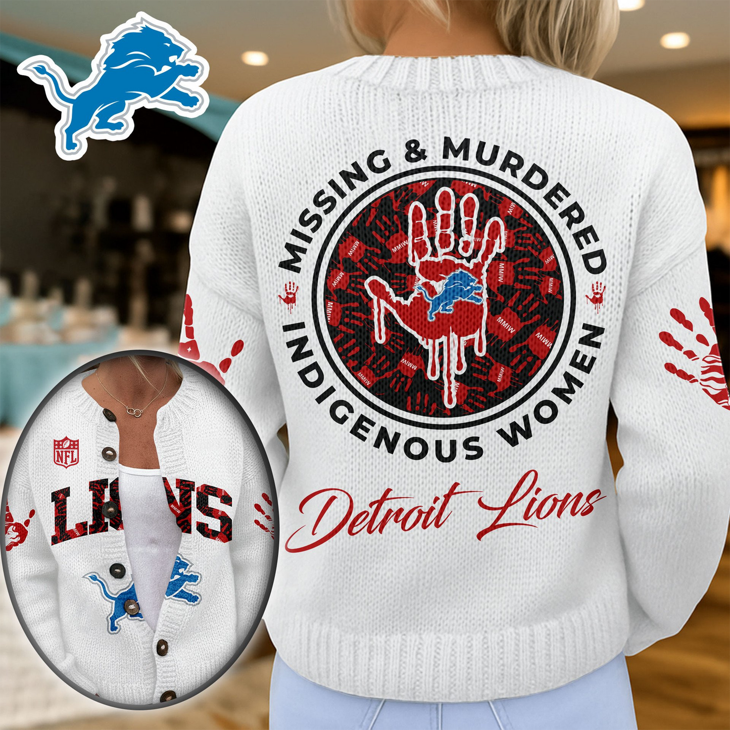 DL Premium NFL Cozy Knit Cardigan DDT NTL