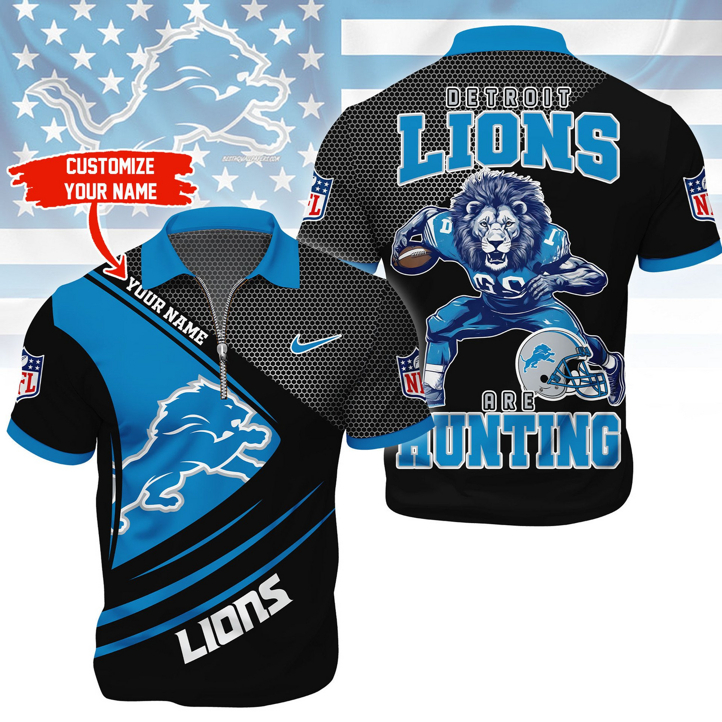 DL Premium NFL Game Day Polo With Zipper Shirt DDT NTL