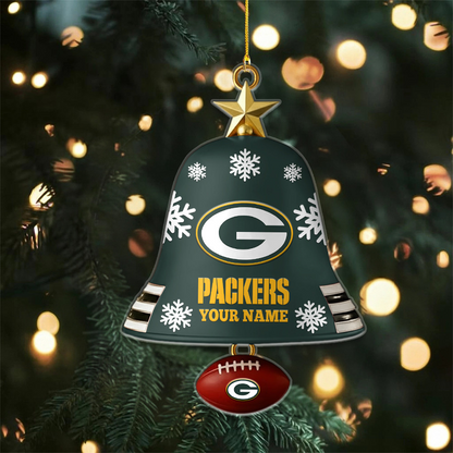 GB x NFL Christmas Bell Ornament Custom Any Name DatND DVT