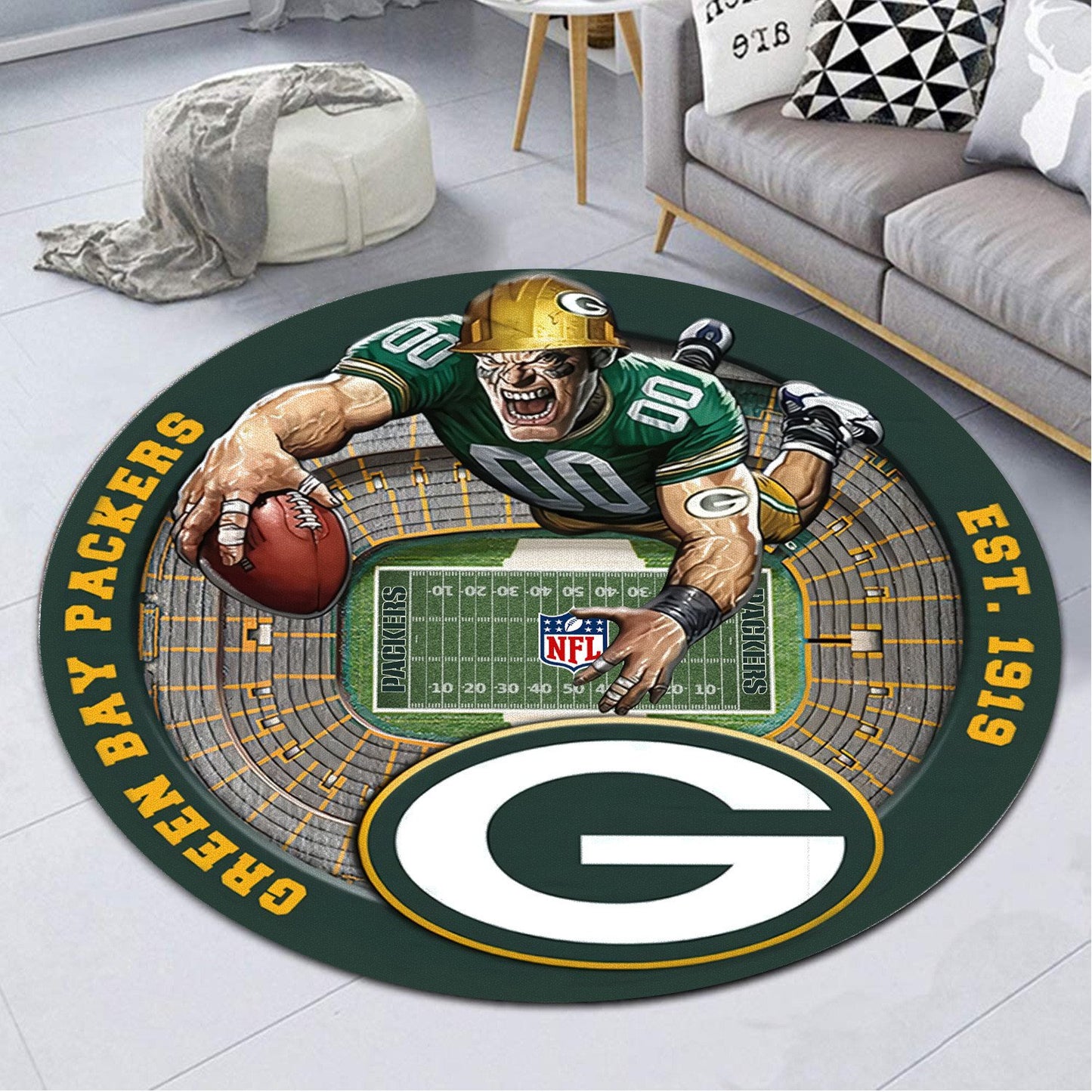GB x NFL Luxury 3D Round Rug DatND DVT