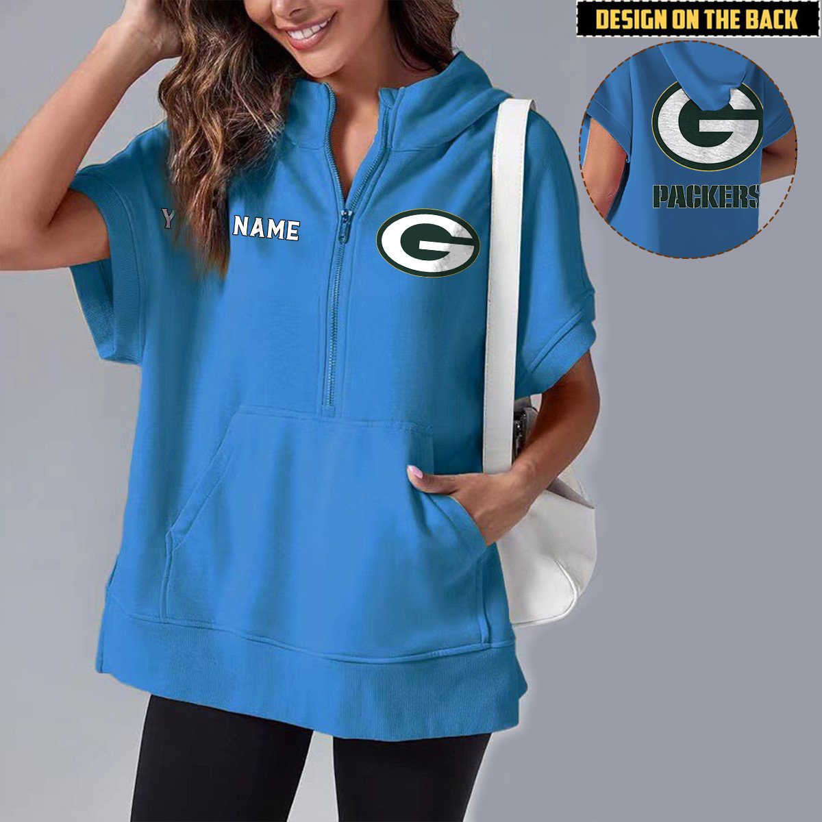GB x NFL Short Sleeve Zip Hoodie DATND TANTD