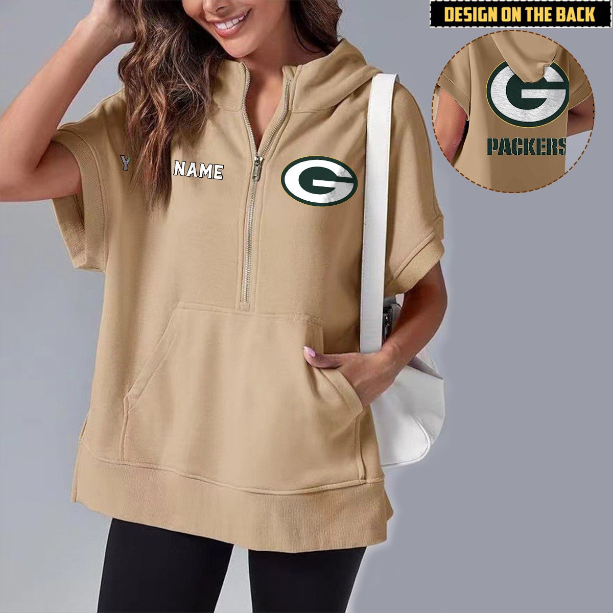 GB x NFL Short Sleeve Zip Hoodie DATND TANTD