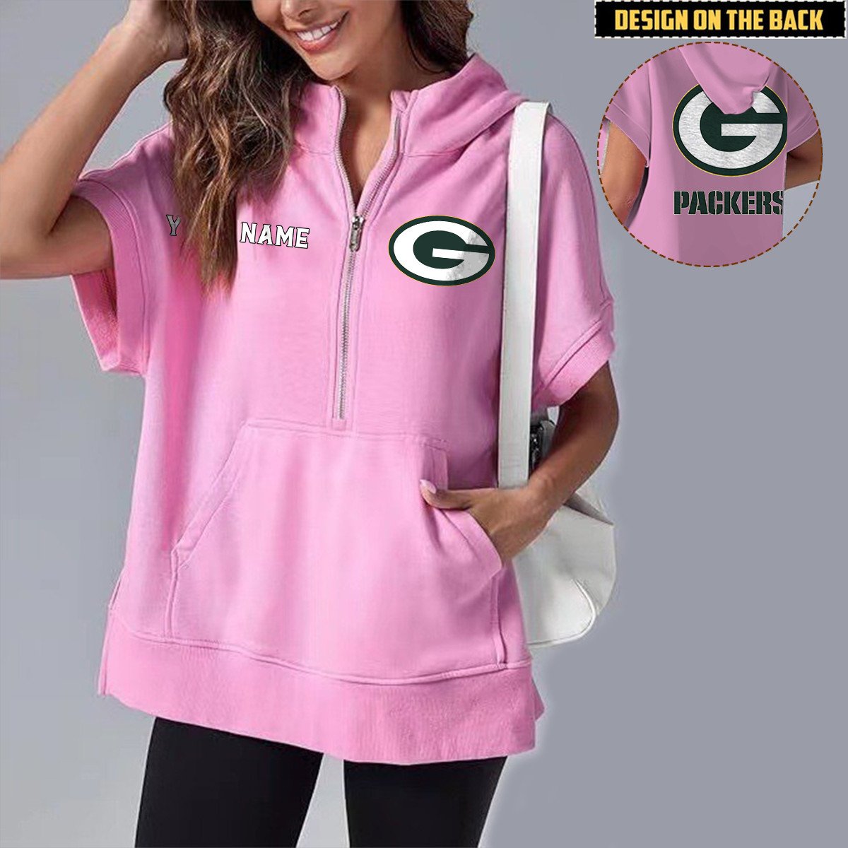 GB x NFL Short Sleeve Zip Hoodie DATND TANTD