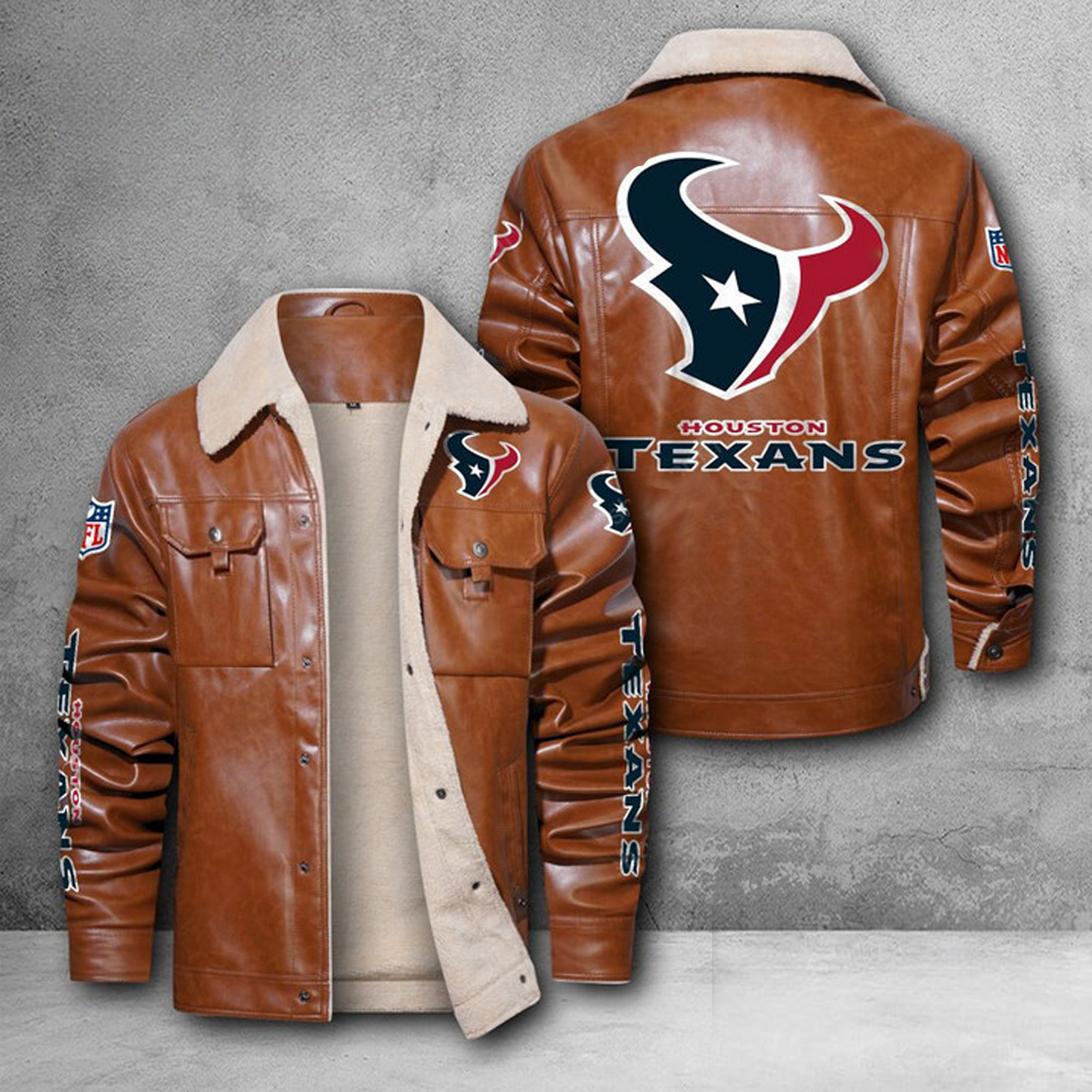 HOU X NFL LEATHER JACKET DATND THUONGNH