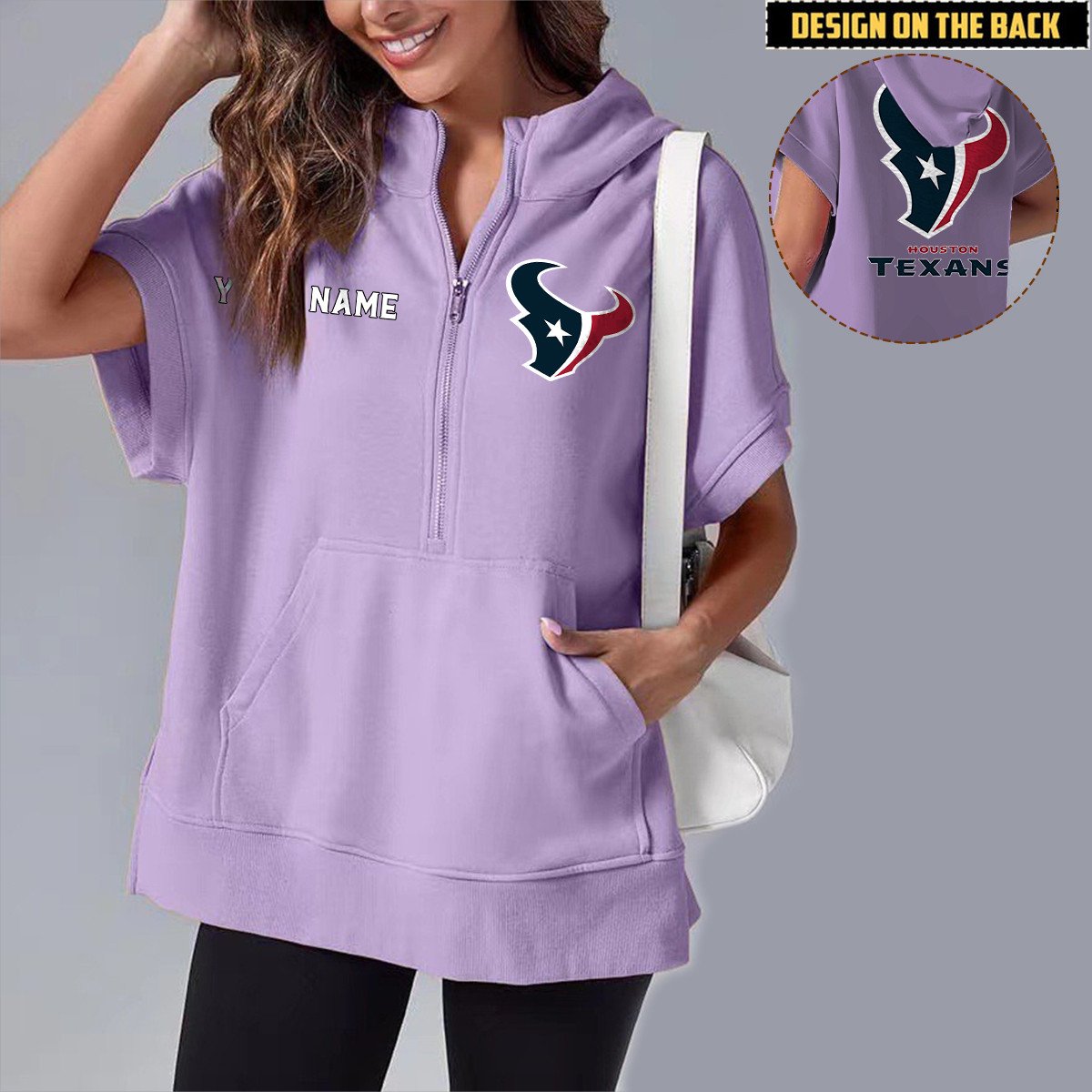 HOU x NFL Short Sleeve Zip Hoodie DATND TANTD