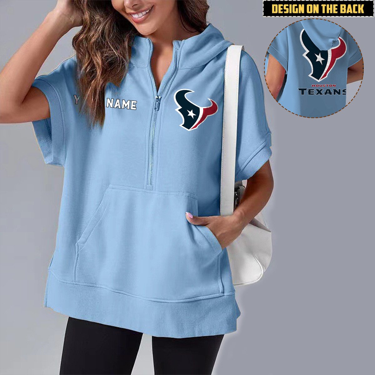 HOU x NFL Short Sleeve Zip Hoodie DATND TANTD