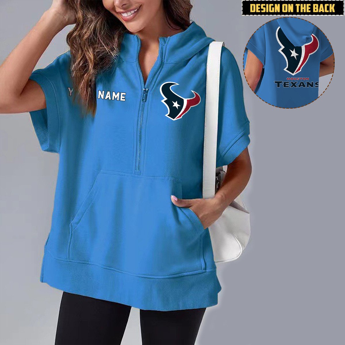 HOU x NFL Short Sleeve Zip Hoodie DATND TANTD