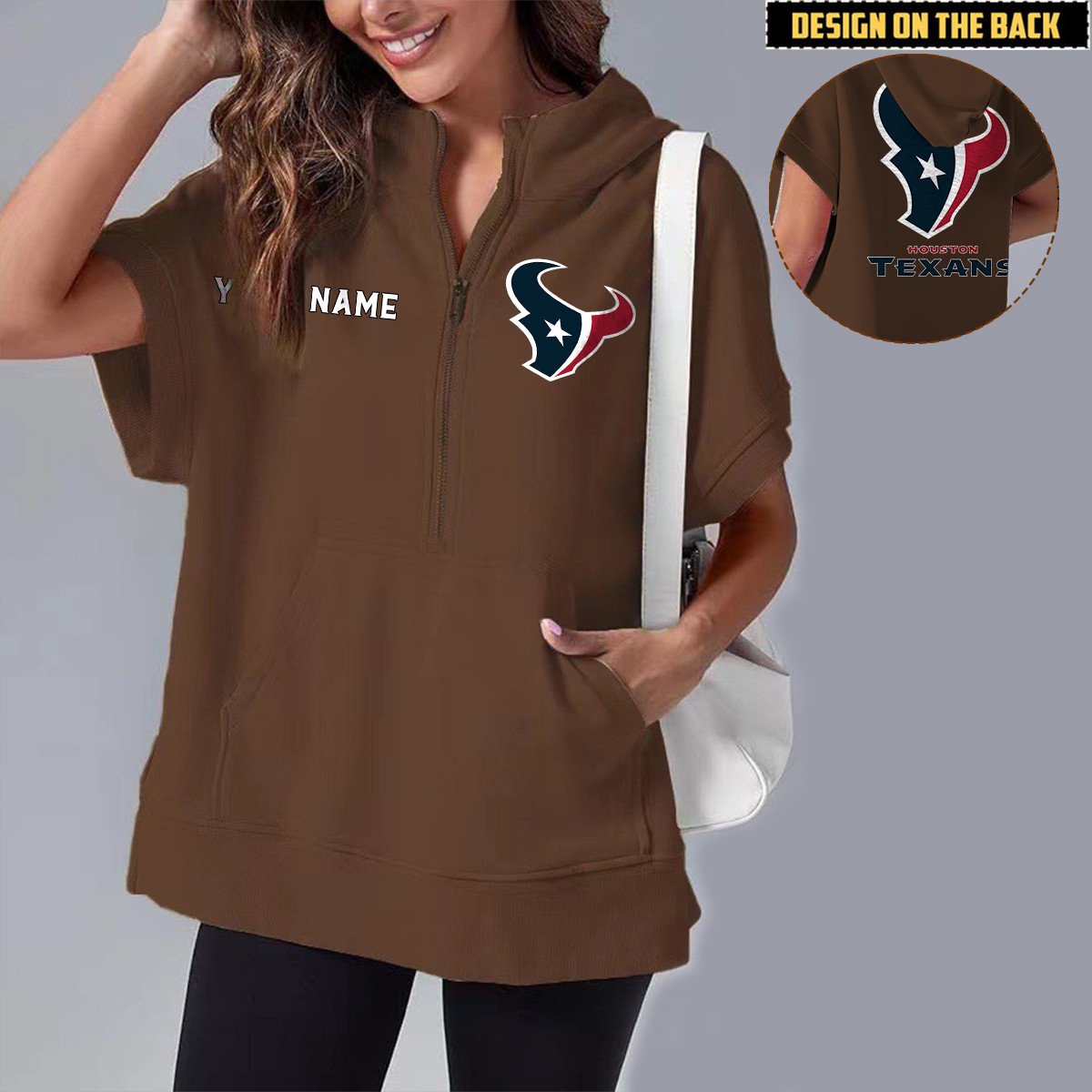 HOU x NFL Short Sleeve Zip Hoodie DATND TANTD