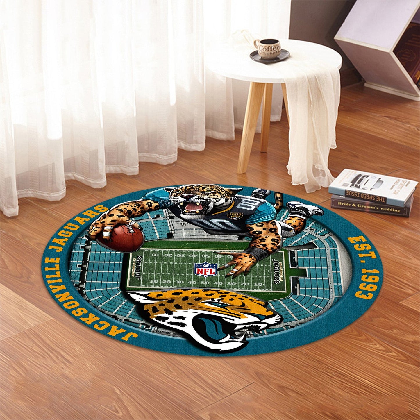 JAC x NFL Luxury 3D Round Rug DatND DVT