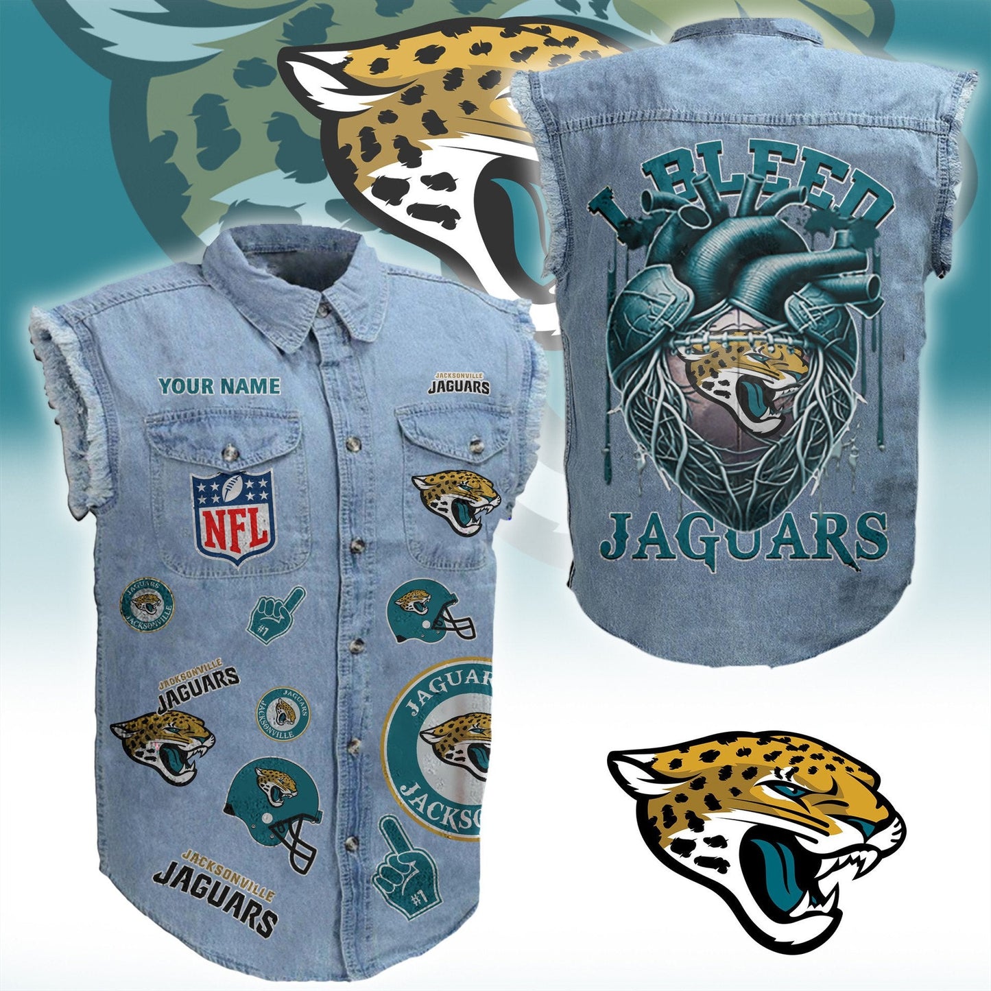 JJ NFL Personalize Sleeveless Denim Jacket For Fan DDT CTND