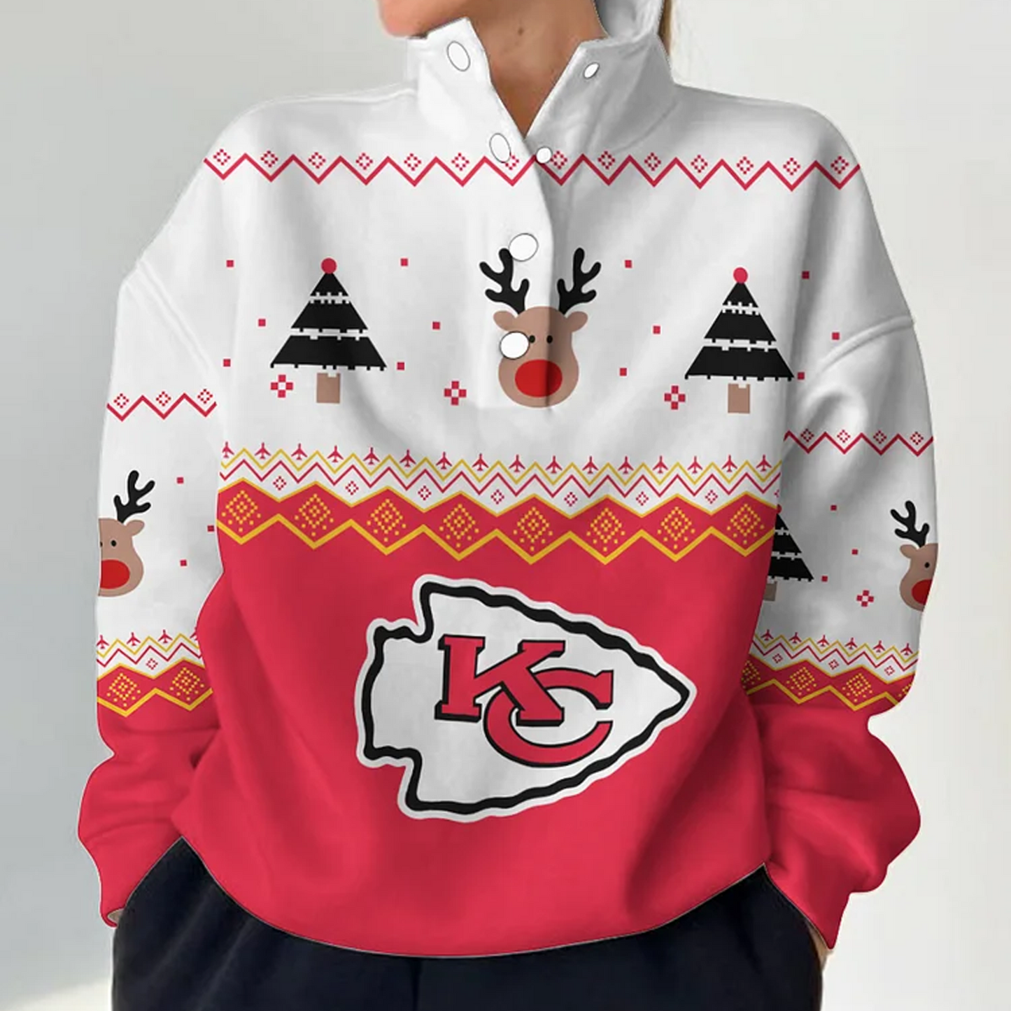 KC X NFL Women's Outdoor Casual Stand Collar Long Sleeve Pullover DATND THUONGNH
