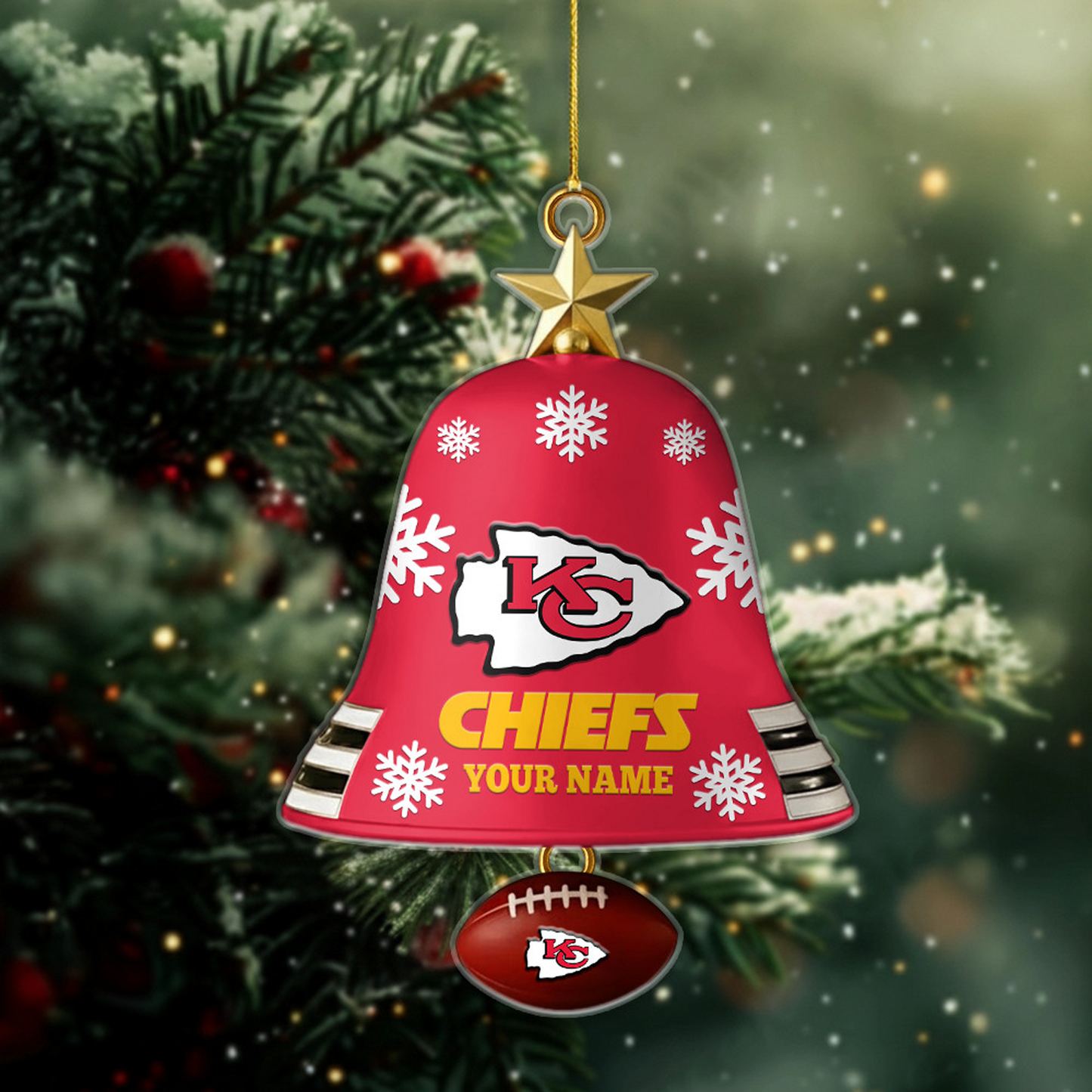 KC x NFL Christmas Bell Ornament Custom Any Name DatND DVT