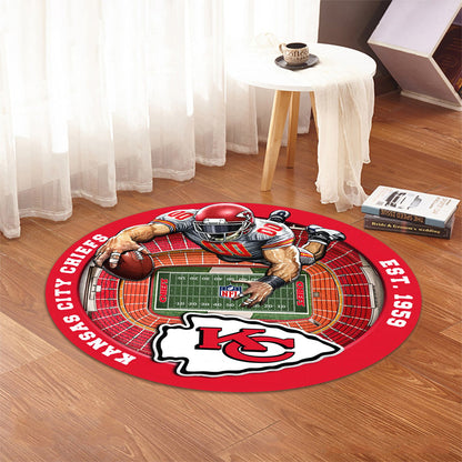 KC x NFL Luxury 3D Round Rug DatND DVT