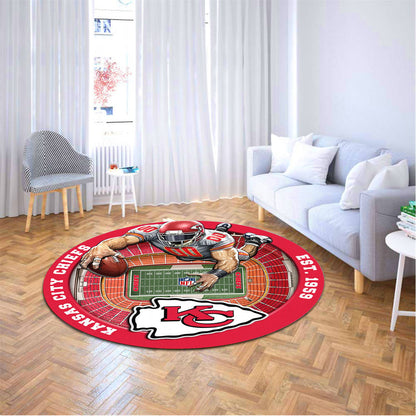 KC x NFL Luxury 3D Round Rug DatND DVT