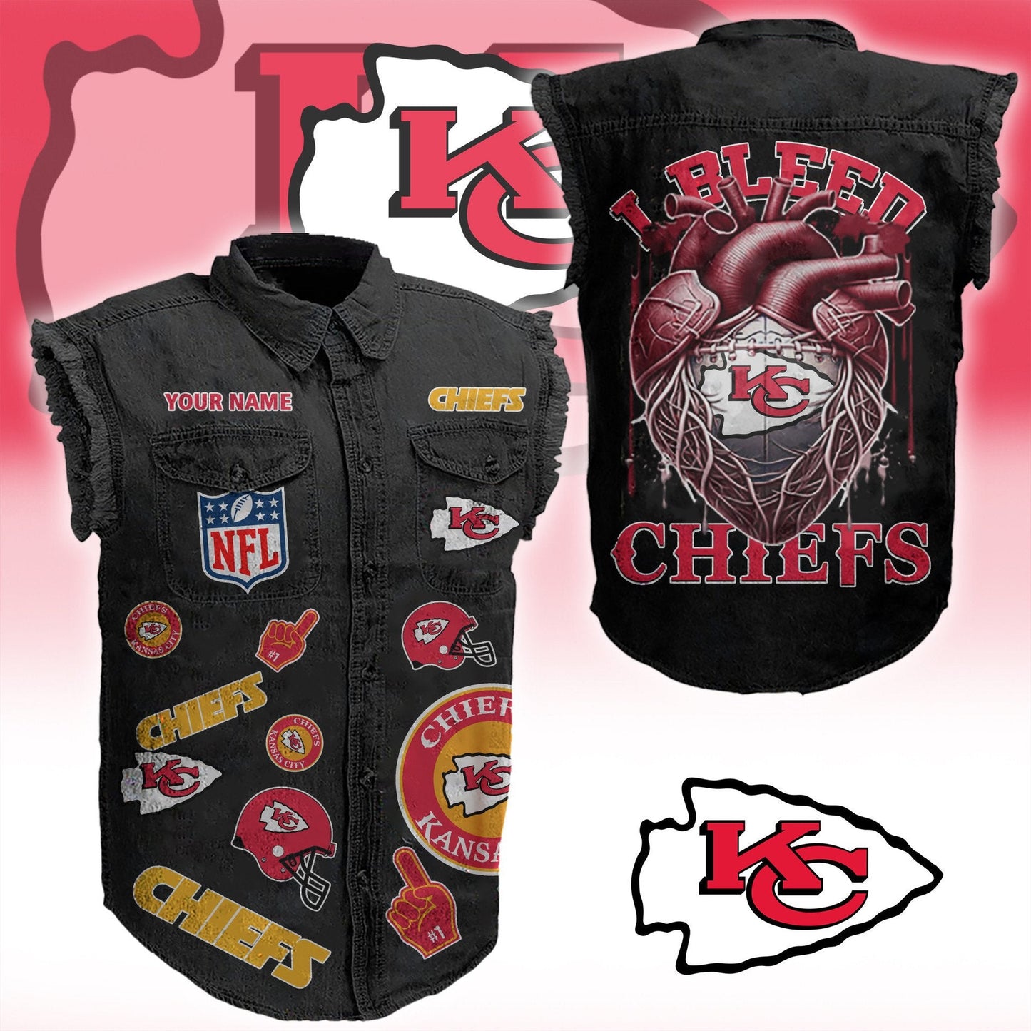 KCC NFL Personalize Sleeveless Denim Jacket For Fan DDT CTND