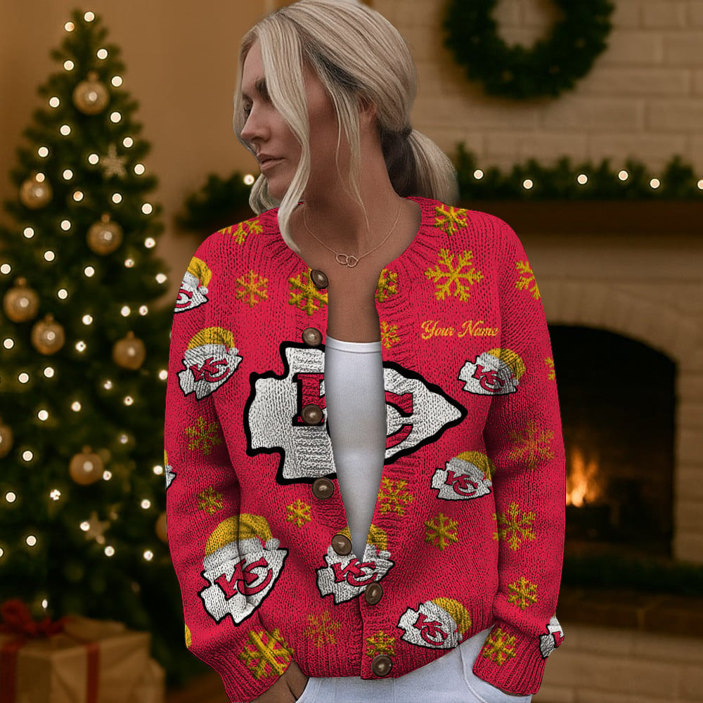 KCC x NFL Women Cardigan Sweater Christmas DDT CTND