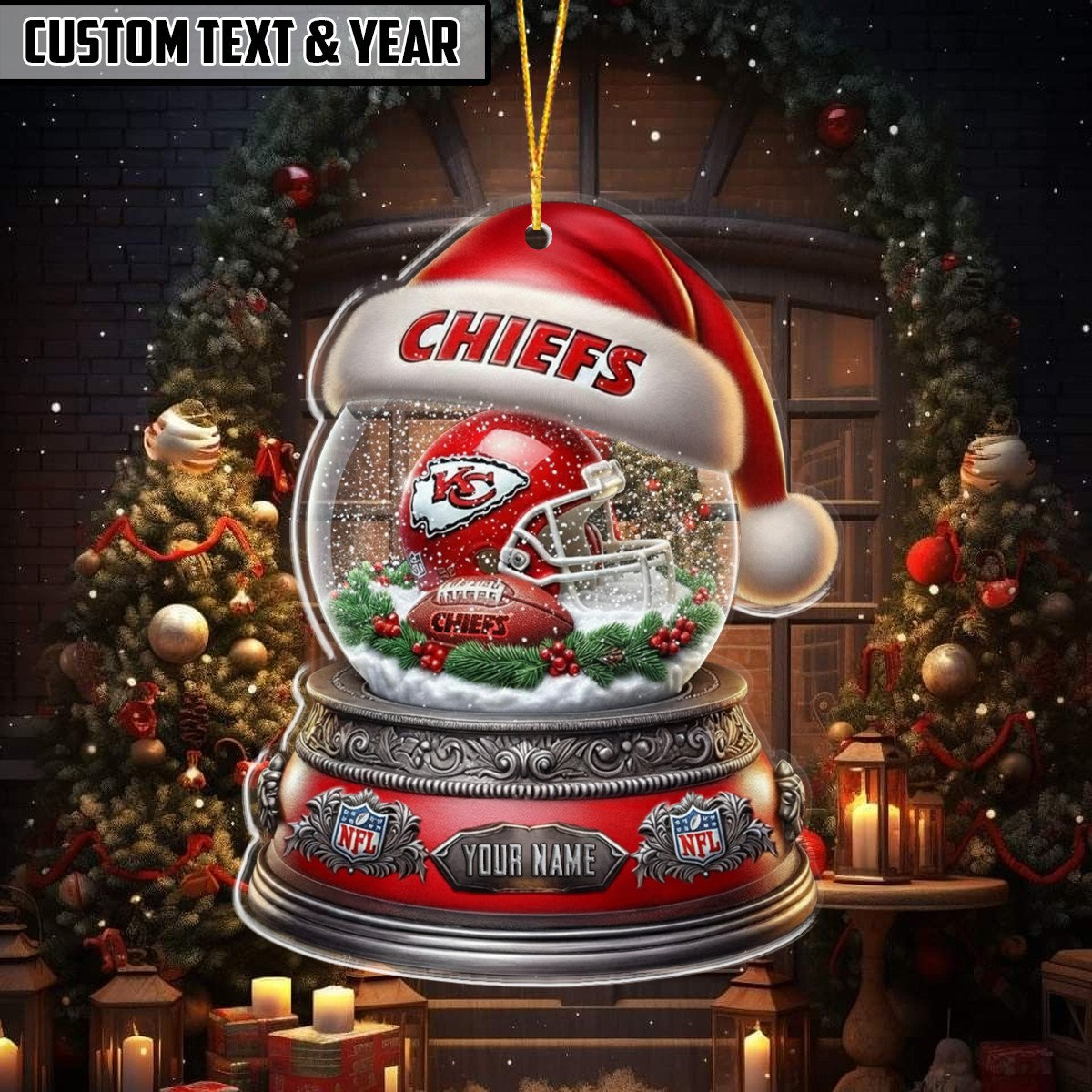 NFL Glass Snow Ball Helmet Football Ornament DDT CTND