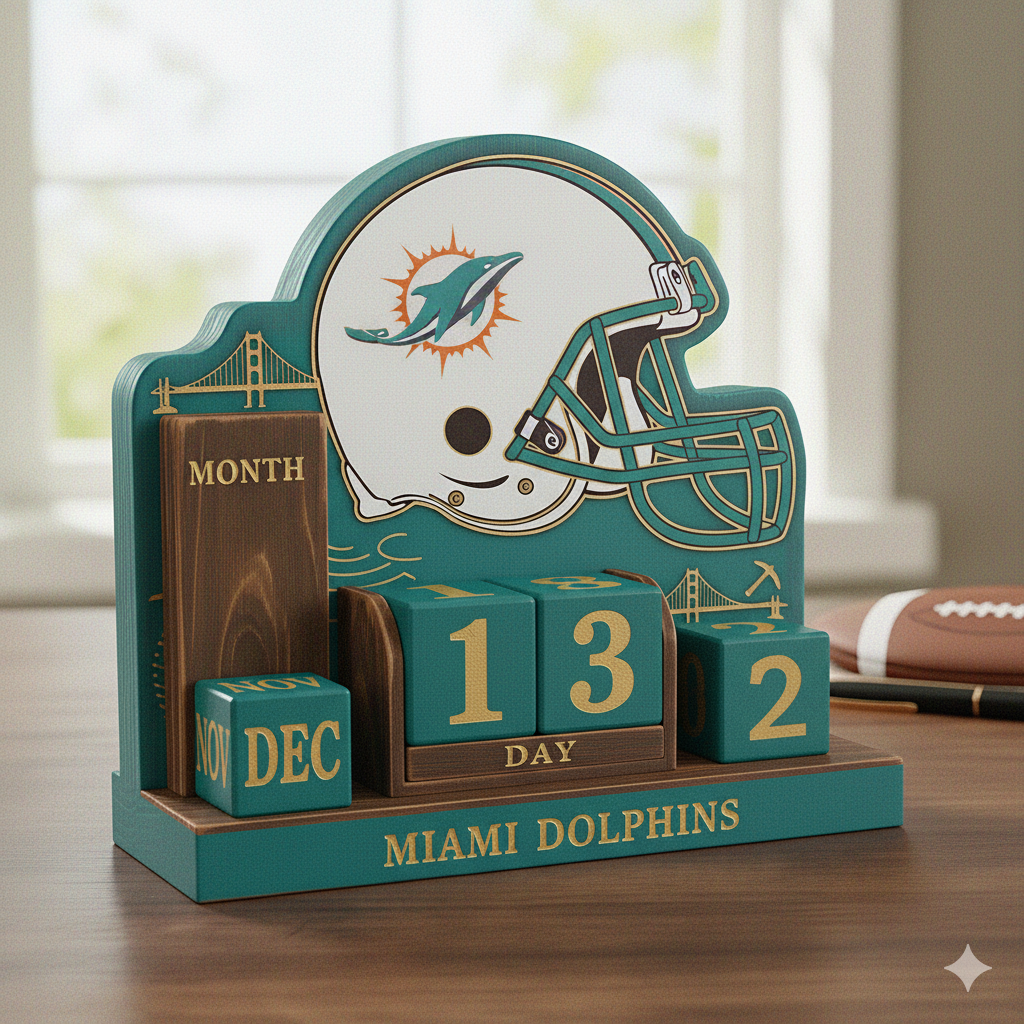 NFL Football Team Perpetural Wood Block Calendar DDT CTND