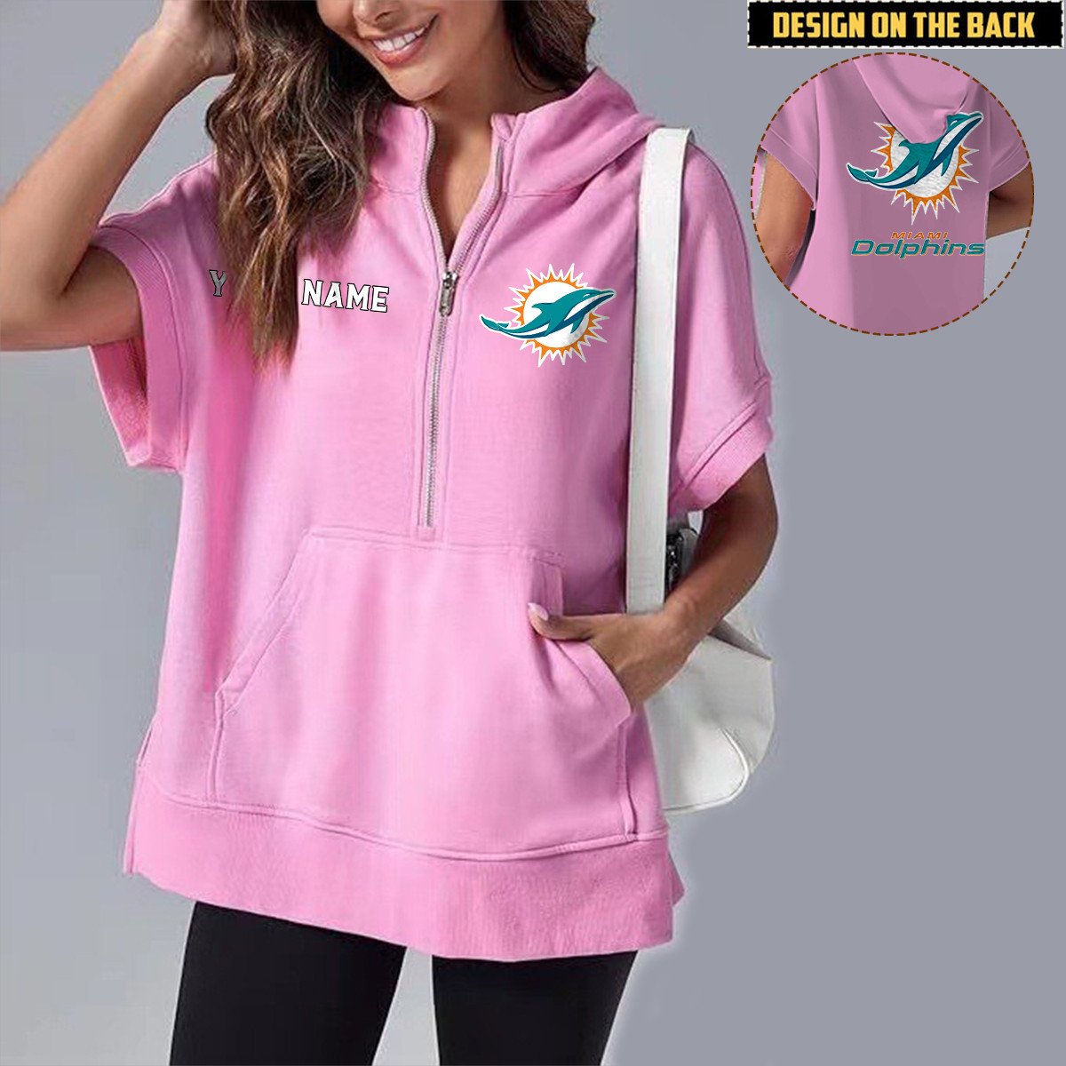 MIA x NFL Short Sleeve Zip Hoodie DATND TANTD