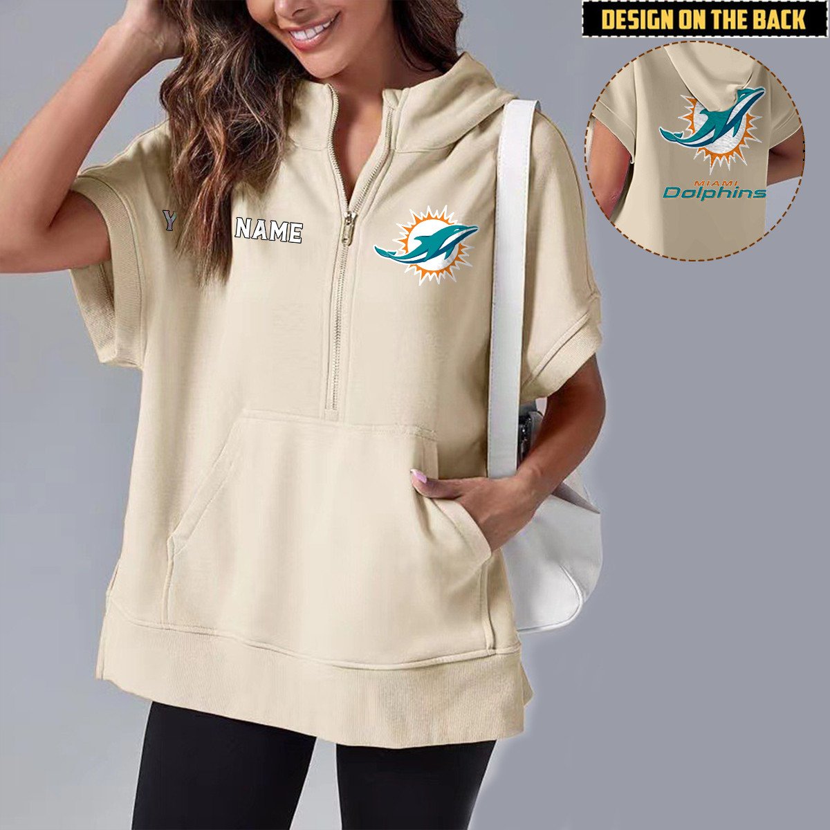 MIA x NFL Short Sleeve Zip Hoodie DATND TANTD