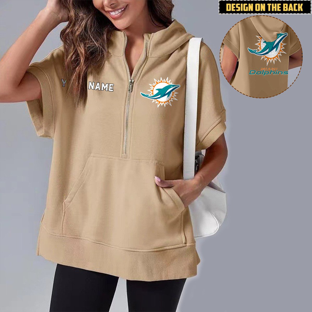 MIA x NFL Short Sleeve Zip Hoodie DATND TANTD