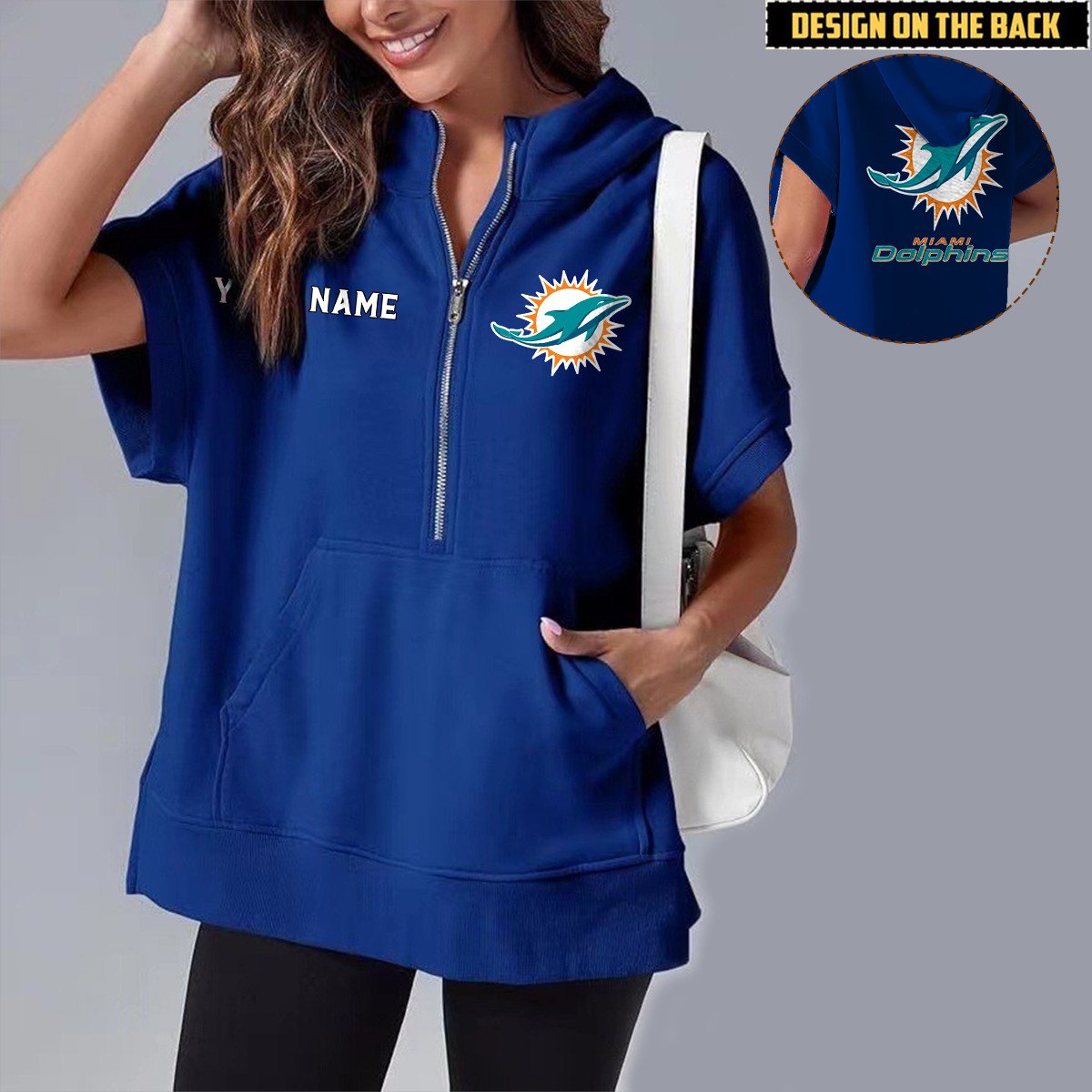 MIA x NFL Short Sleeve Zip Hoodie DATND TANTD