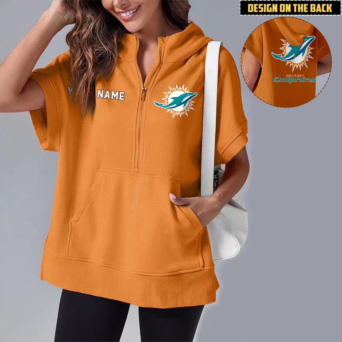 MIA x NFL Short Sleeve Zip Hoodie DATND TANTD