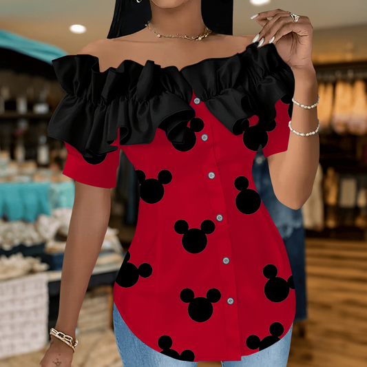 MICKEY Premium Women Ruffle Off-Shoulder Blouse DDT CTND