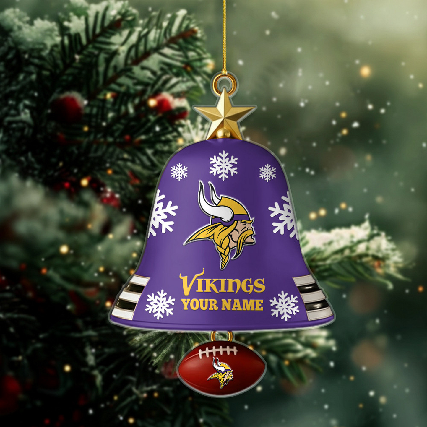 MIN x NFL Christmas Bell Ornament Custom Any Name DatND DVT