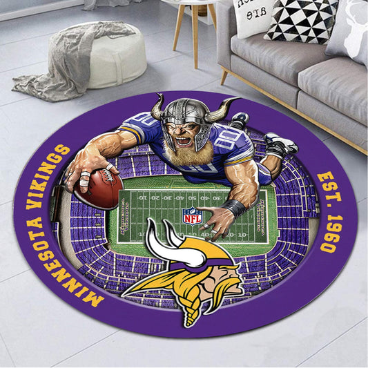 MIN x NFL Luxury 3D Round Rug DatND DVT