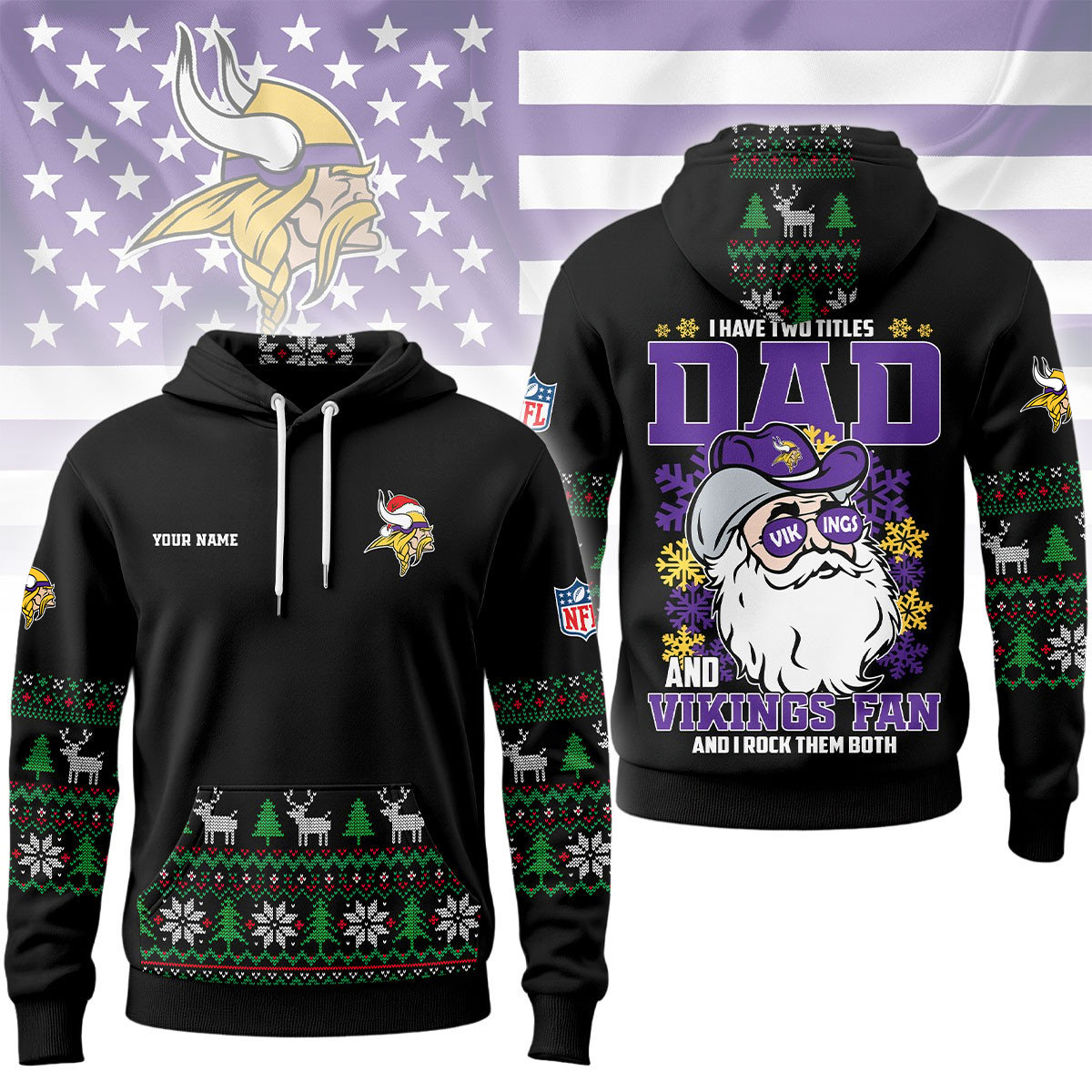 MV Premium NFL Personalized Papa Claus Hoodie DDT CTND