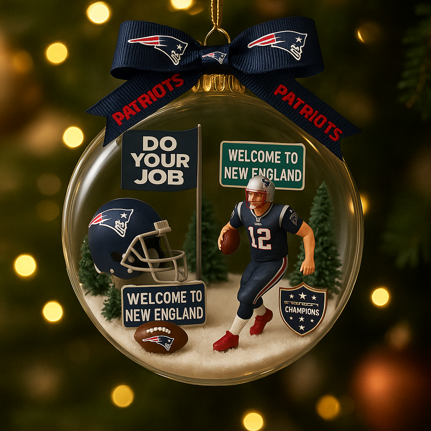 NE x NFL Commemorative Christmas Ornament DatND DVT
