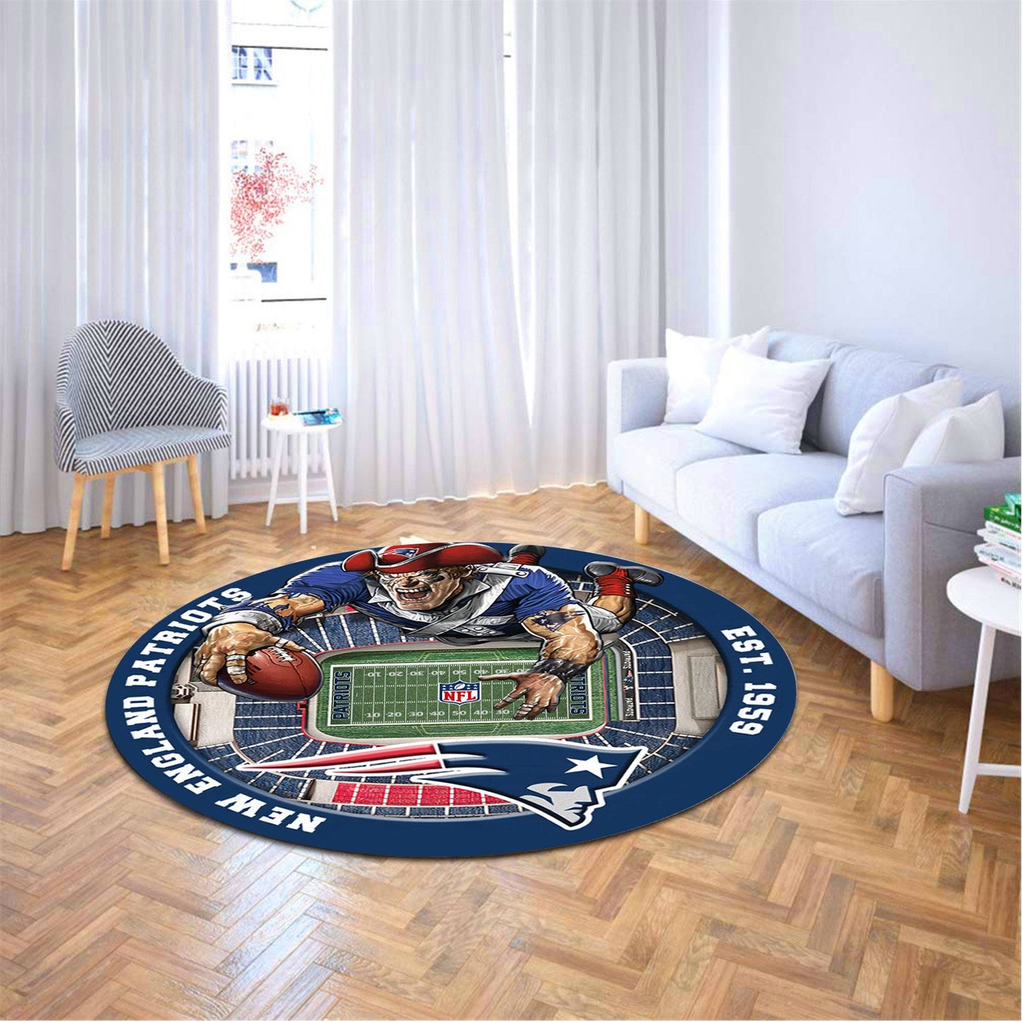 NE x NFL Luxury 3D Round Rug DatND DVT