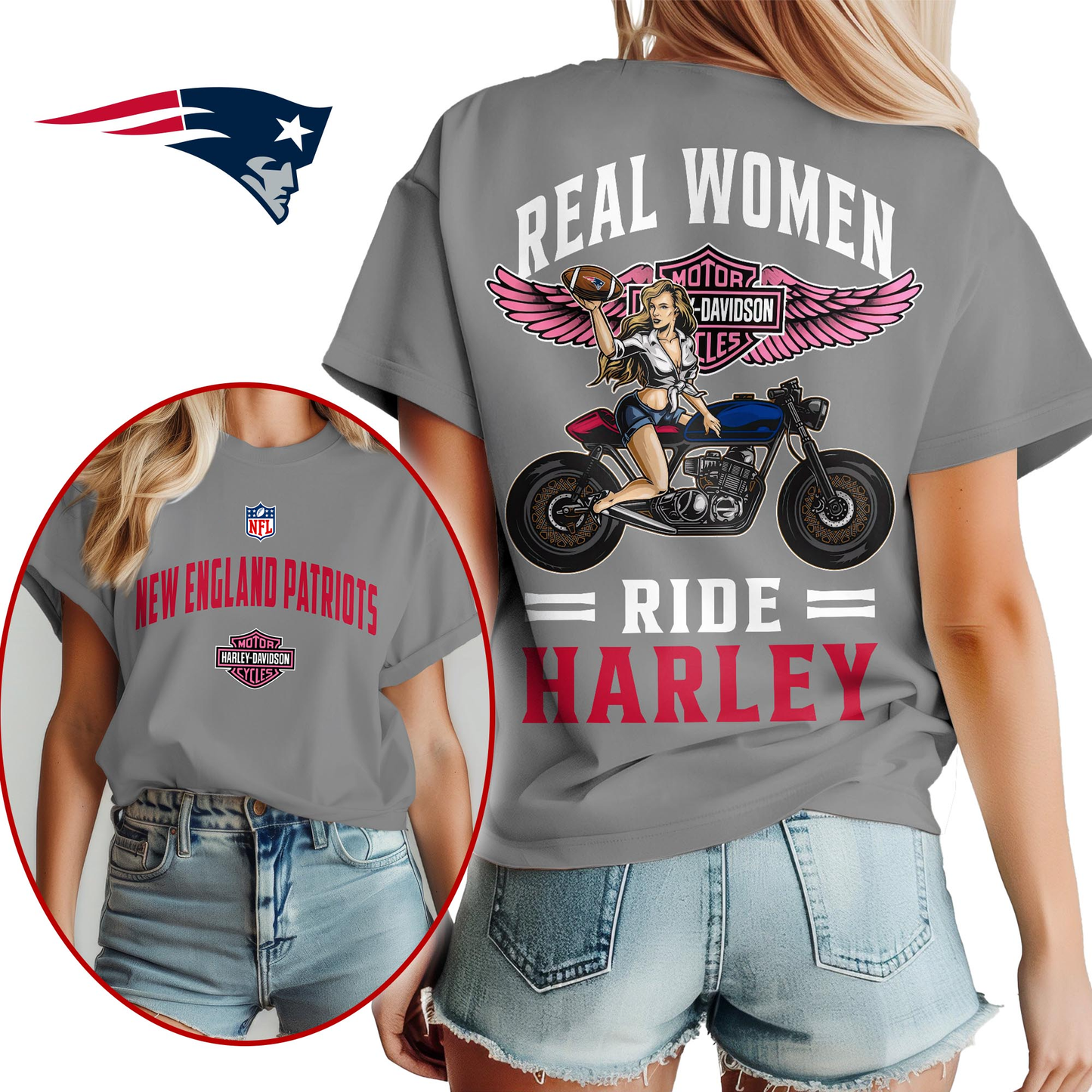 NEP Premium NFL Real Women Ride Harley 3D Shirt DDT CTND