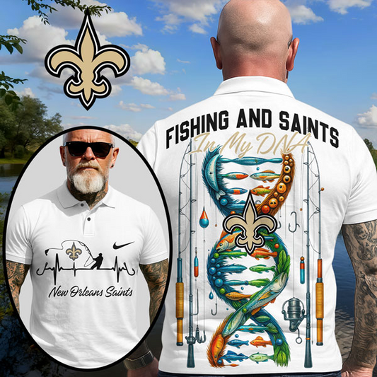 NOS Premium NFL Fishing In My DNA Polo Shirt DDT CTND