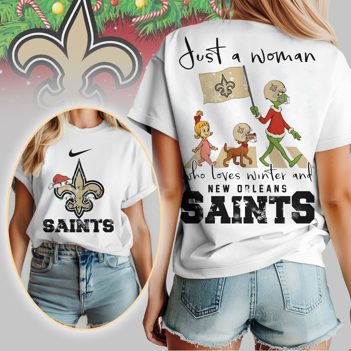 NOS Premium NFL Just A Woman Who Loves Winter 3D Shirt DDT CTND