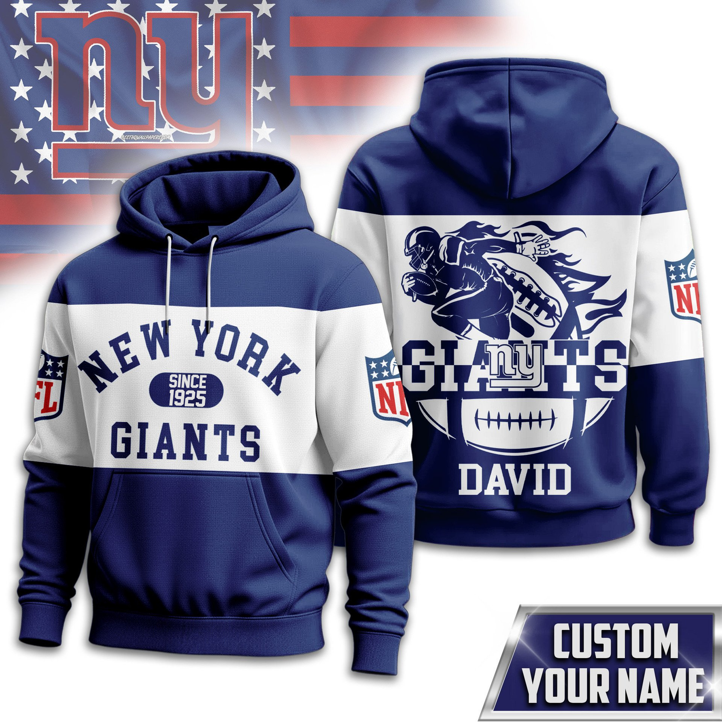NYG Premium NFL Touchdown Spirit Personalized Hoodie DDT CTND